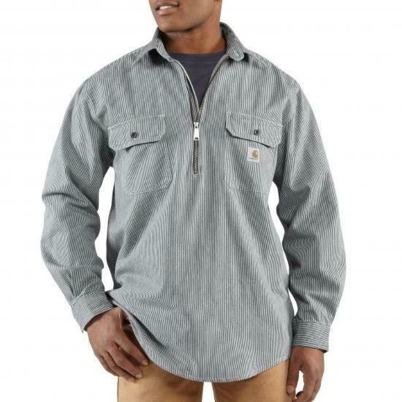 Carhartt Mens 1/2 Zip Canvas Shirt Size 2XL Origin - Picture 1 of 8